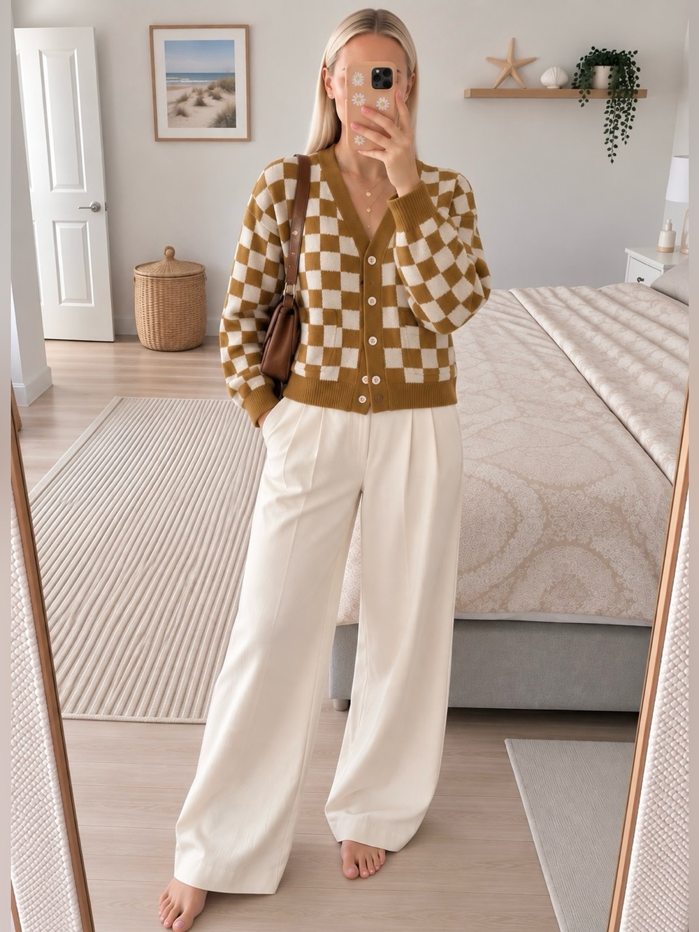 R+C checkered cardigan